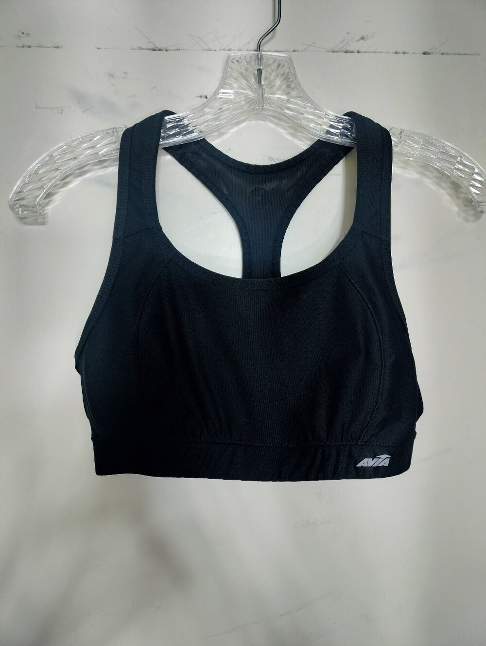 Avia Black Racerback Sports Bra with Logo